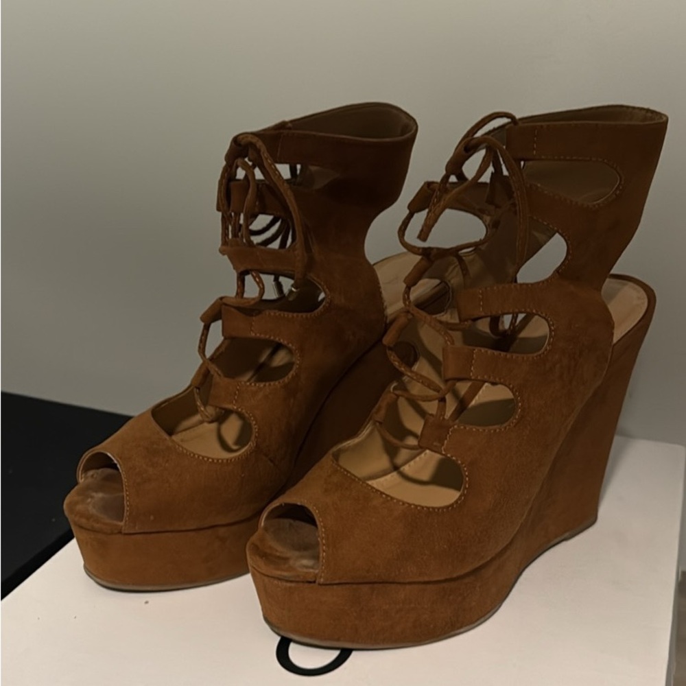 Aldo Brown Wedge Sandals sz 7.5